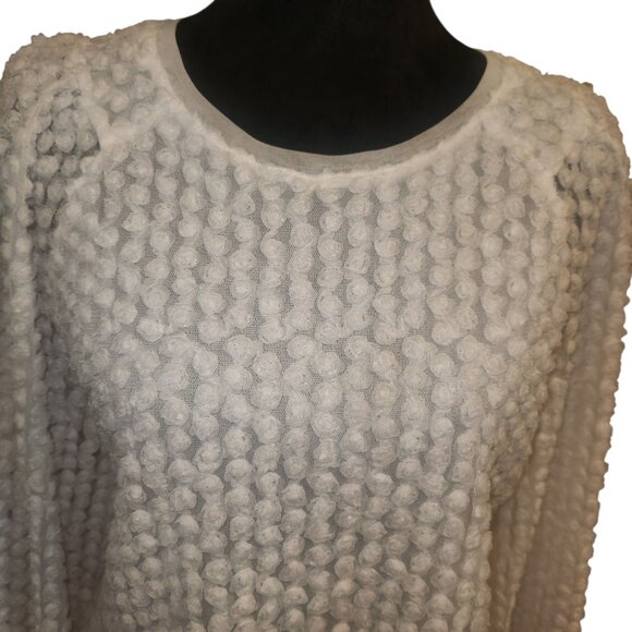 INC White Bubble Detail Balloon Sleeve Blouse Size M - Picture 4 of 6